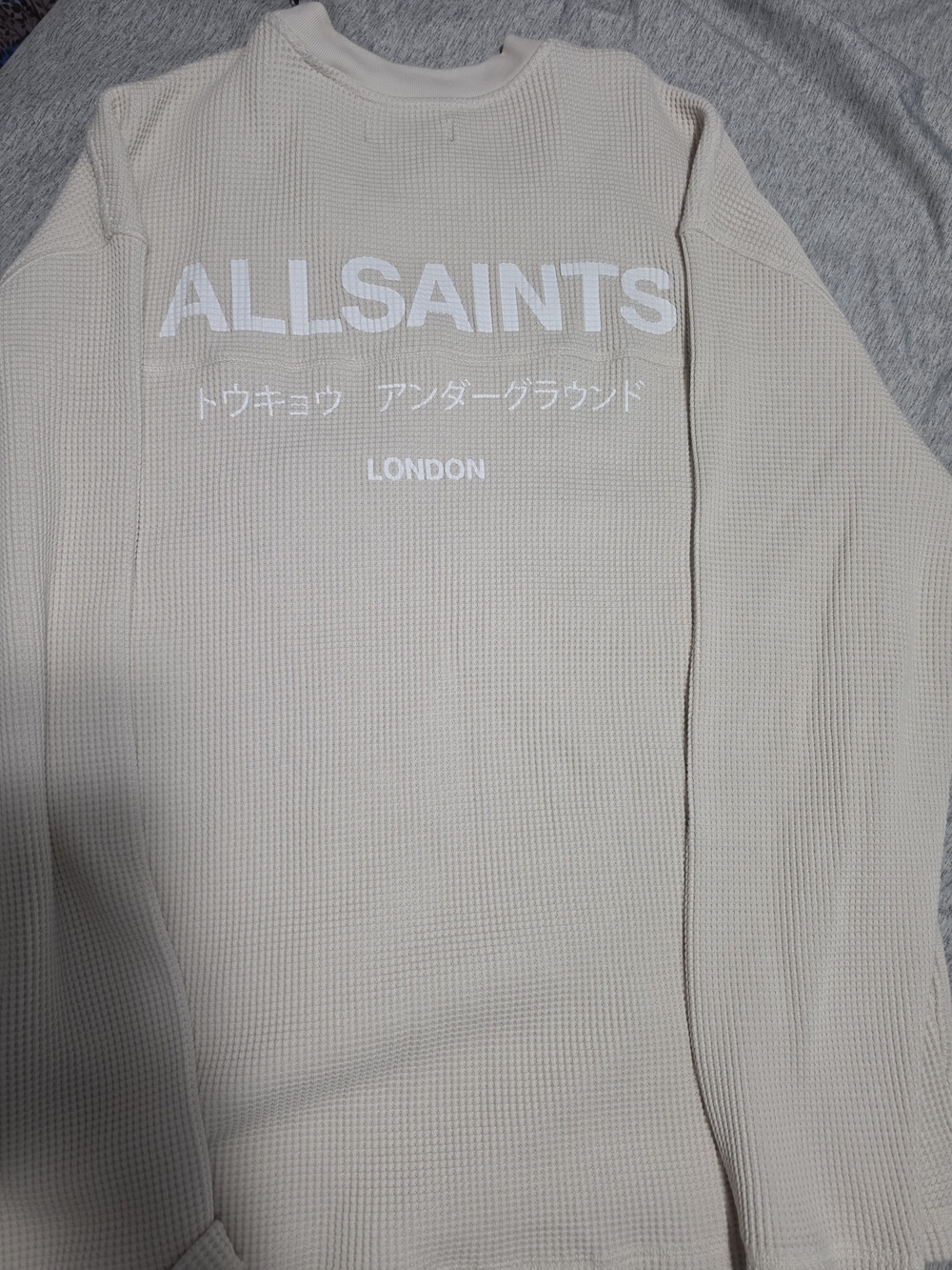 AllSaints Cream Waffle-Knit Crew Neck Top - Picture 5 of 8